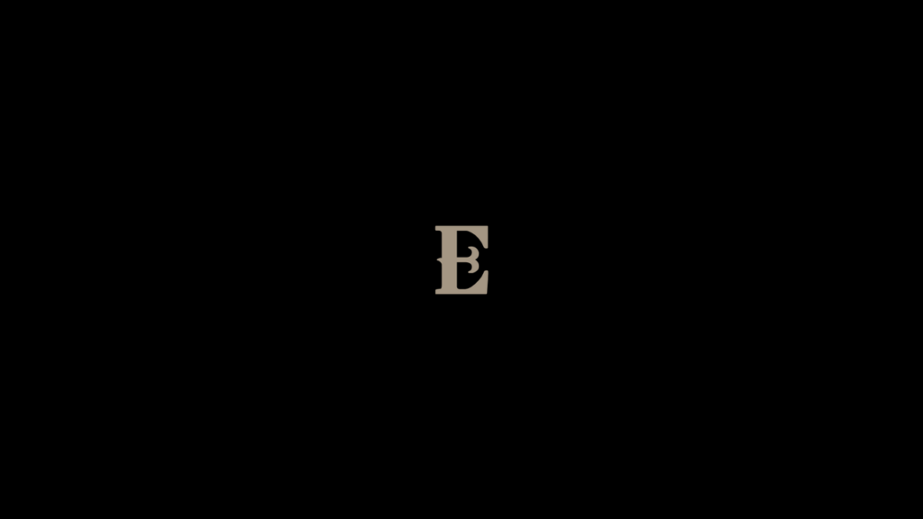 Logo of The Church of Eleven22 featuring the letter 'E' against a black background, symbolizing themes of faith, eternity, and community engagement.